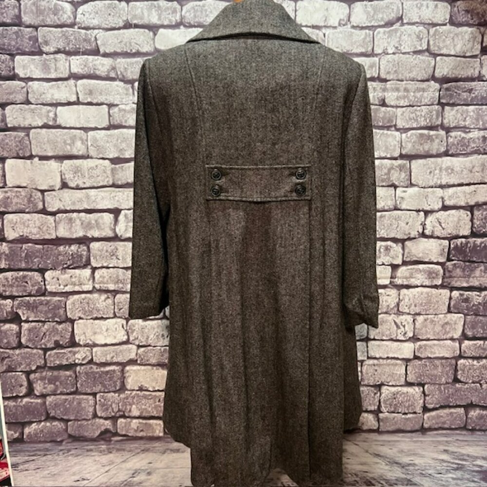 CAbi Black & Gray Tweed Long Sleeve Coat Size 14 - Picture 5 of 8